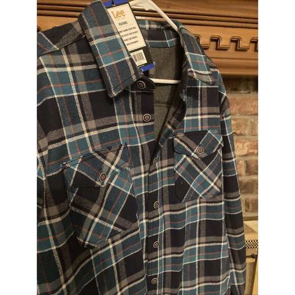 Lee Men's Medium Thick Flannel Shirt Jacket Shacket Thermal Lining Large NWT - Picture 2 of 8